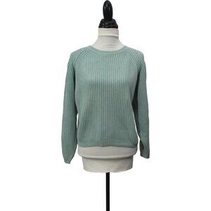 Vintage Eddie Bauer 100% Cotton Sweater Large Mint Green Knit Classic 90s